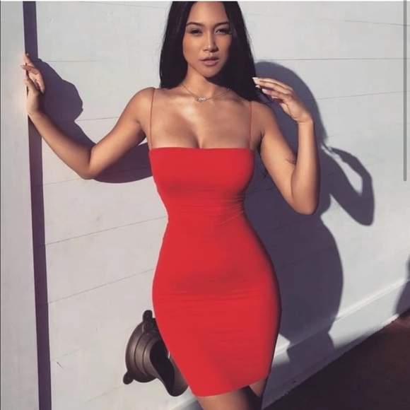 skinny strap bodycon dress